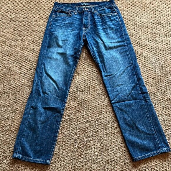 Lucky Brand 221 Straight Jeans Mens 32 x 30 Dark Wash Stretch Denim Blue - Picture 1 of 4